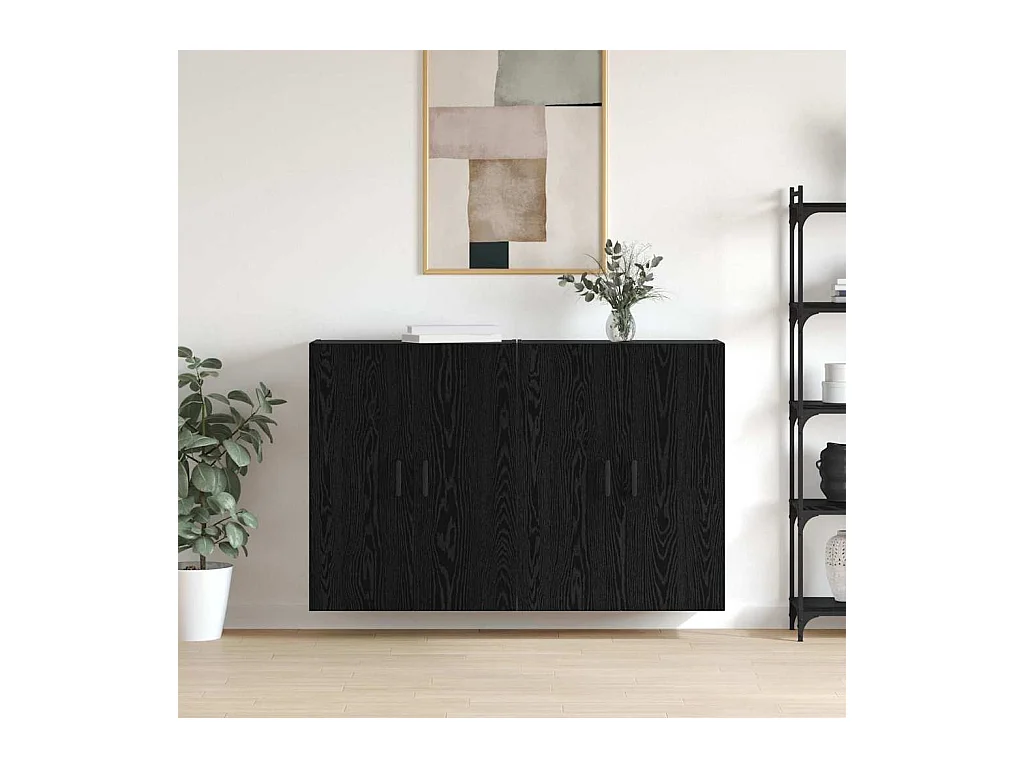 Pensili 2 pezzi Rovere Nero 69,5 x 34 x 90 cm