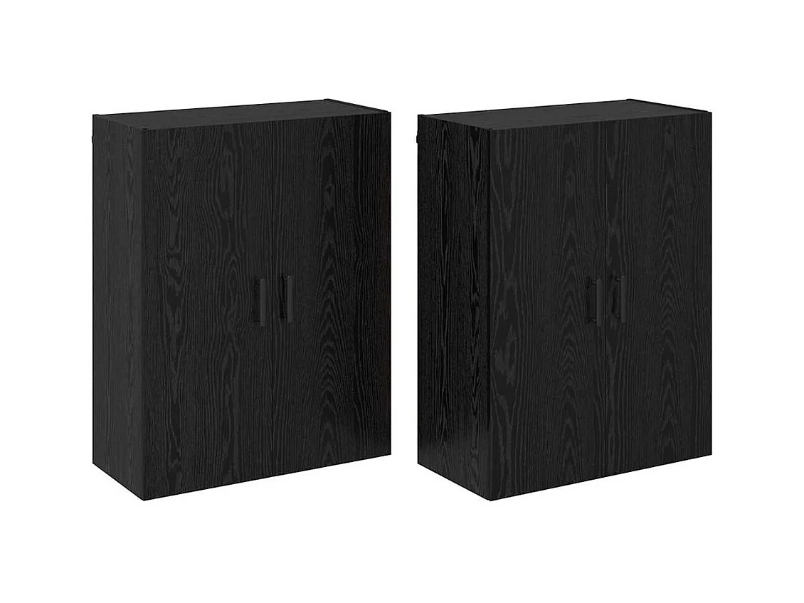 Pensili 2 pezzi Rovere Nero 69,5 x 34 x 90 cm