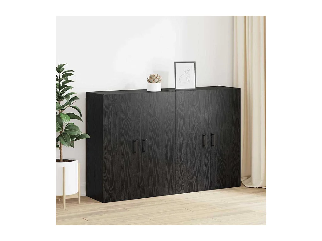 Pensili 2 pezzi Rovere Nero 69,5 x 34 x 90 cm