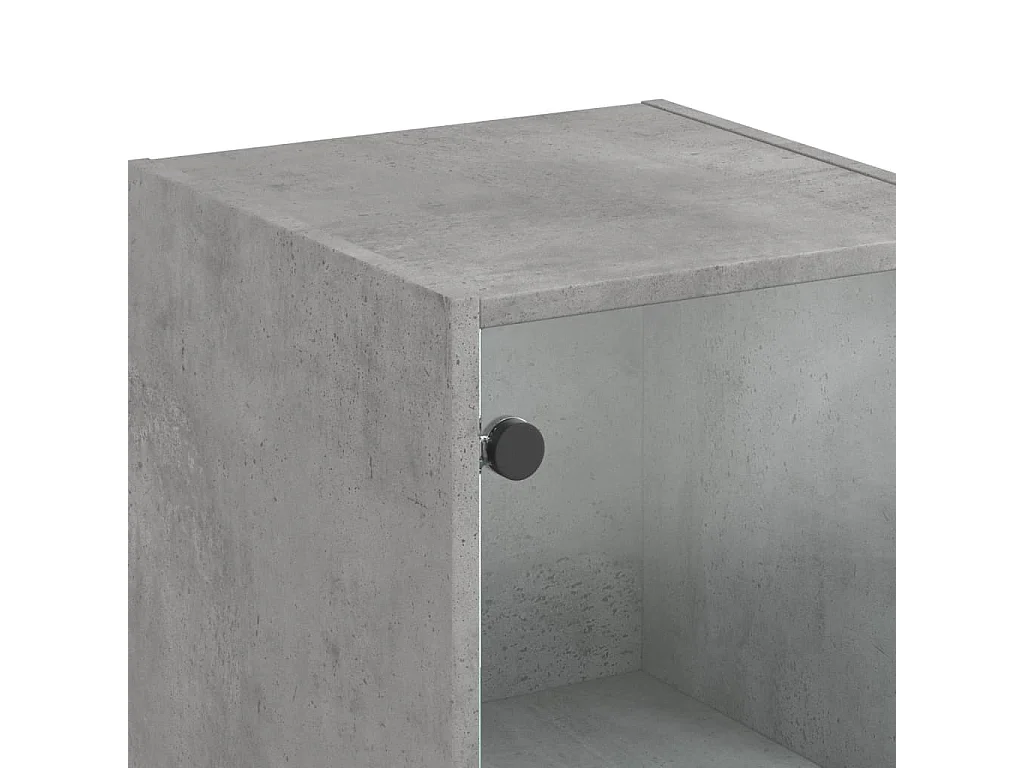 Dressoir met betongrijze glazen deuren 35x37x142 cm