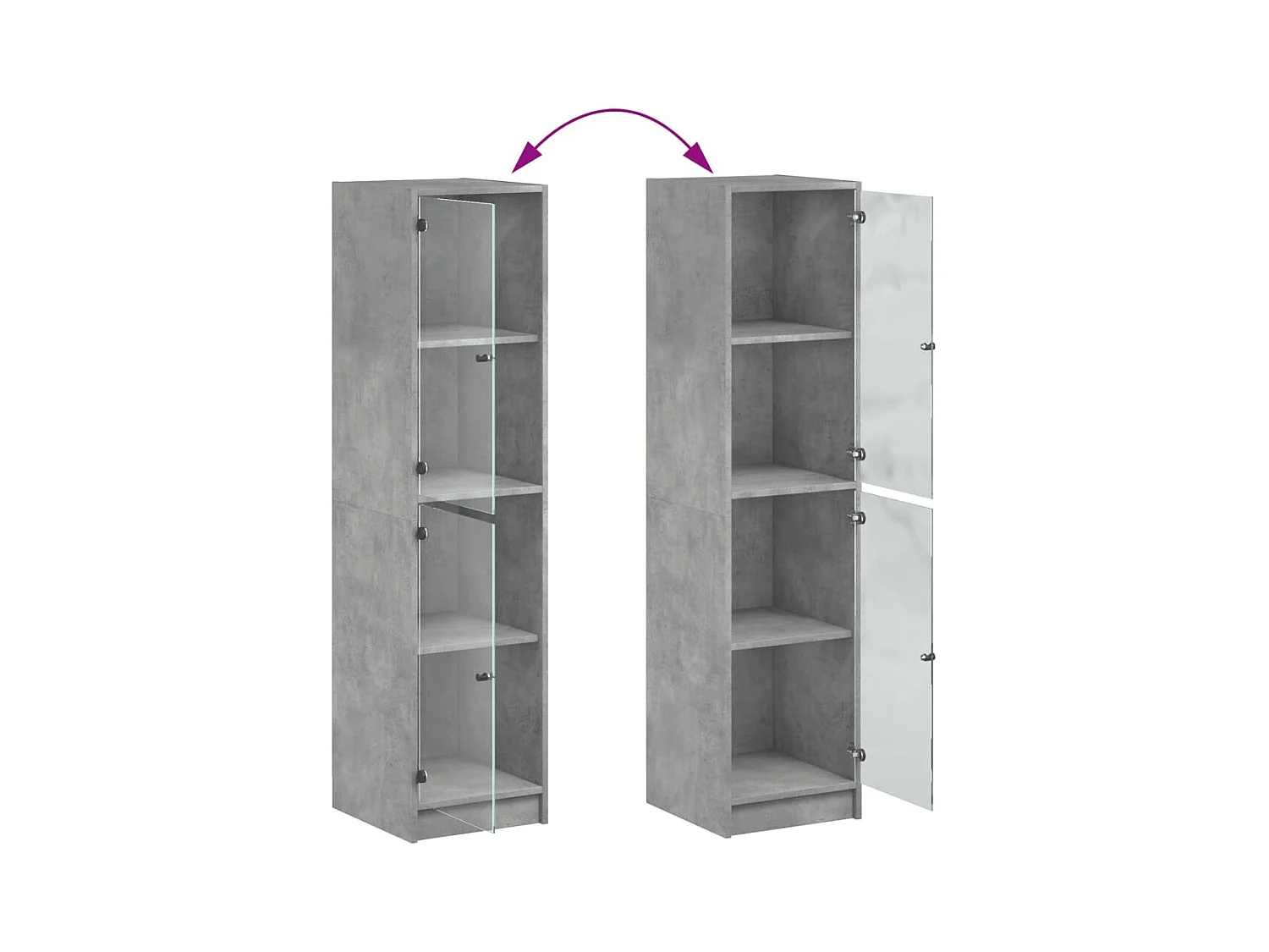 Dressoir met betongrijze glazen deuren 35x37x142 cm