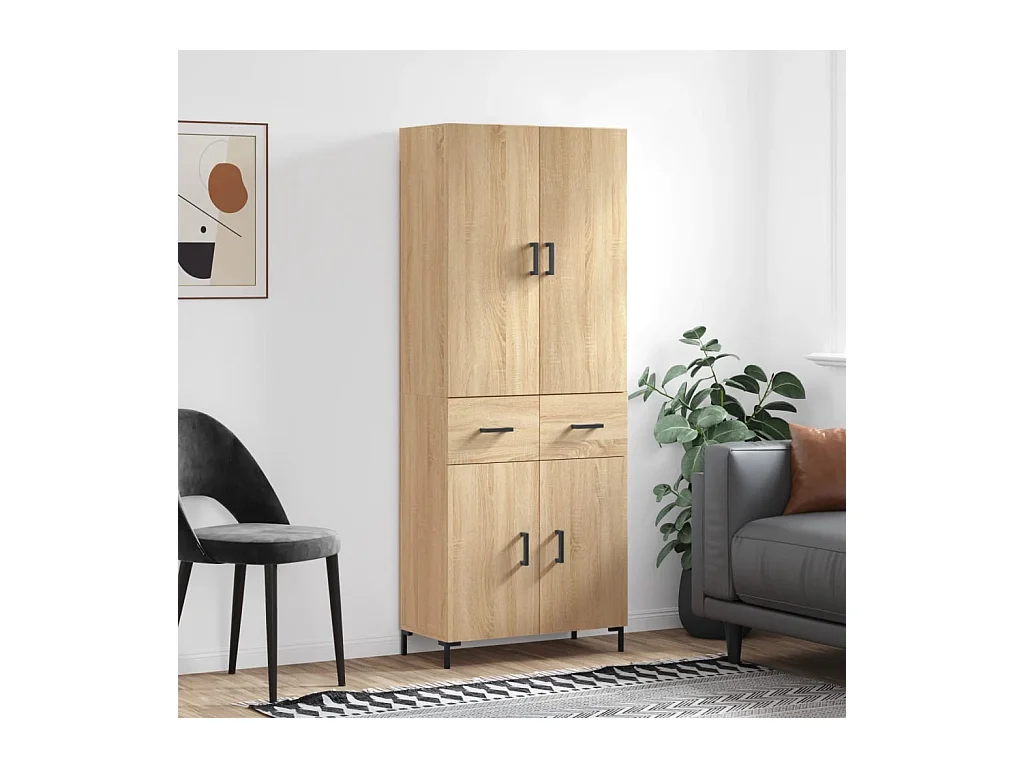 Hoog dressoir Sonoma eiken 69,5x34x180 cm Technisch hout