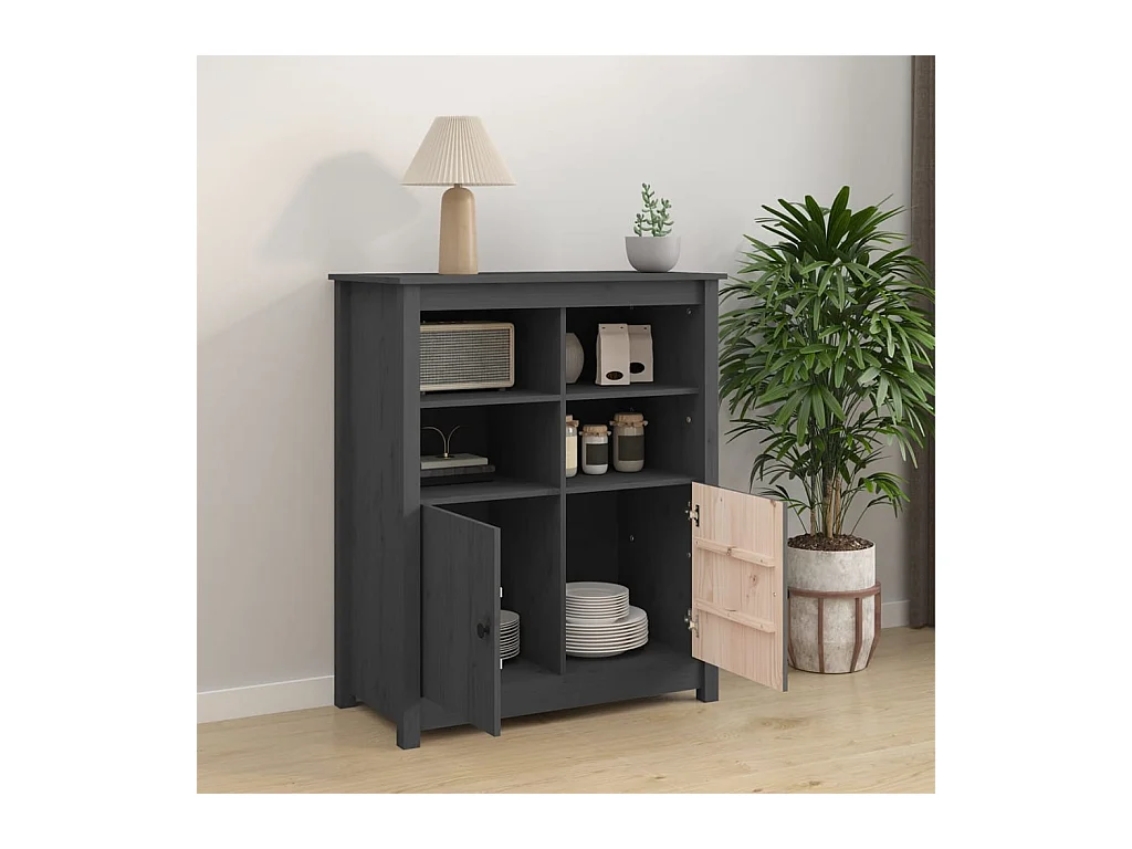 Buffet Gris 83x41,5x100 cm Bois massif de pin