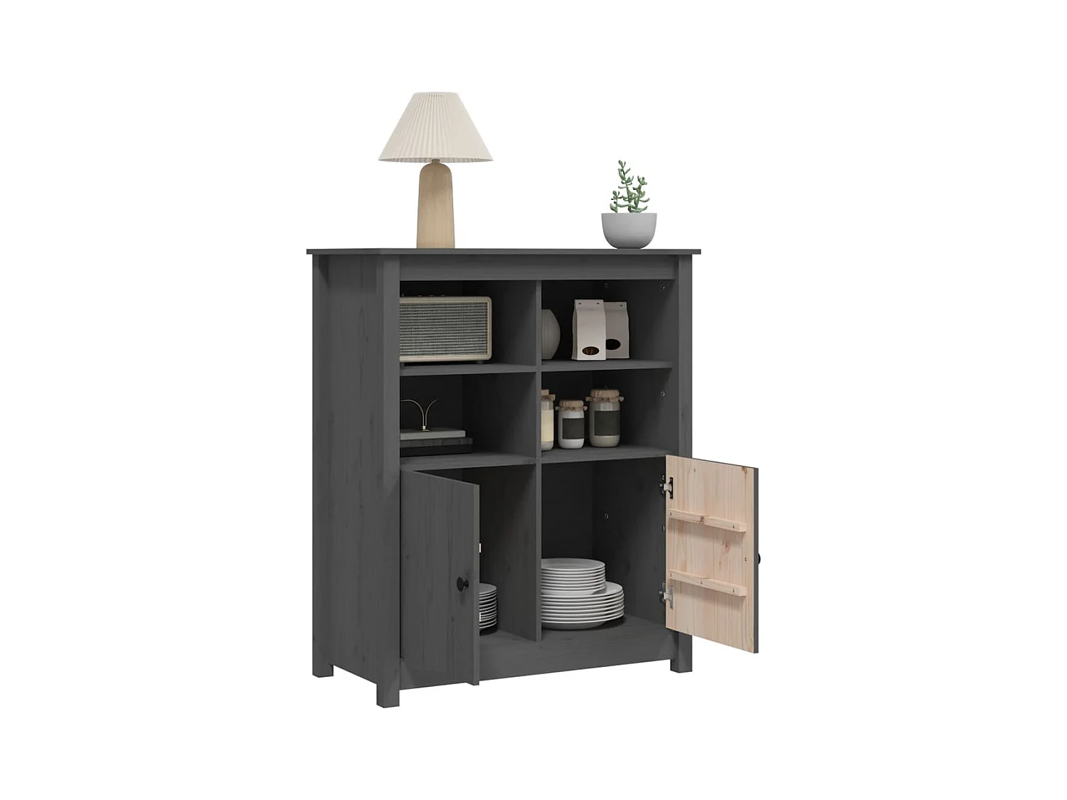 Buffet Gris 83x41,5x100 cm Bois massif de pin