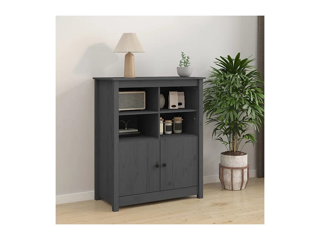 Grijs dressoir 83x41,5x100 cm massief grenenhout