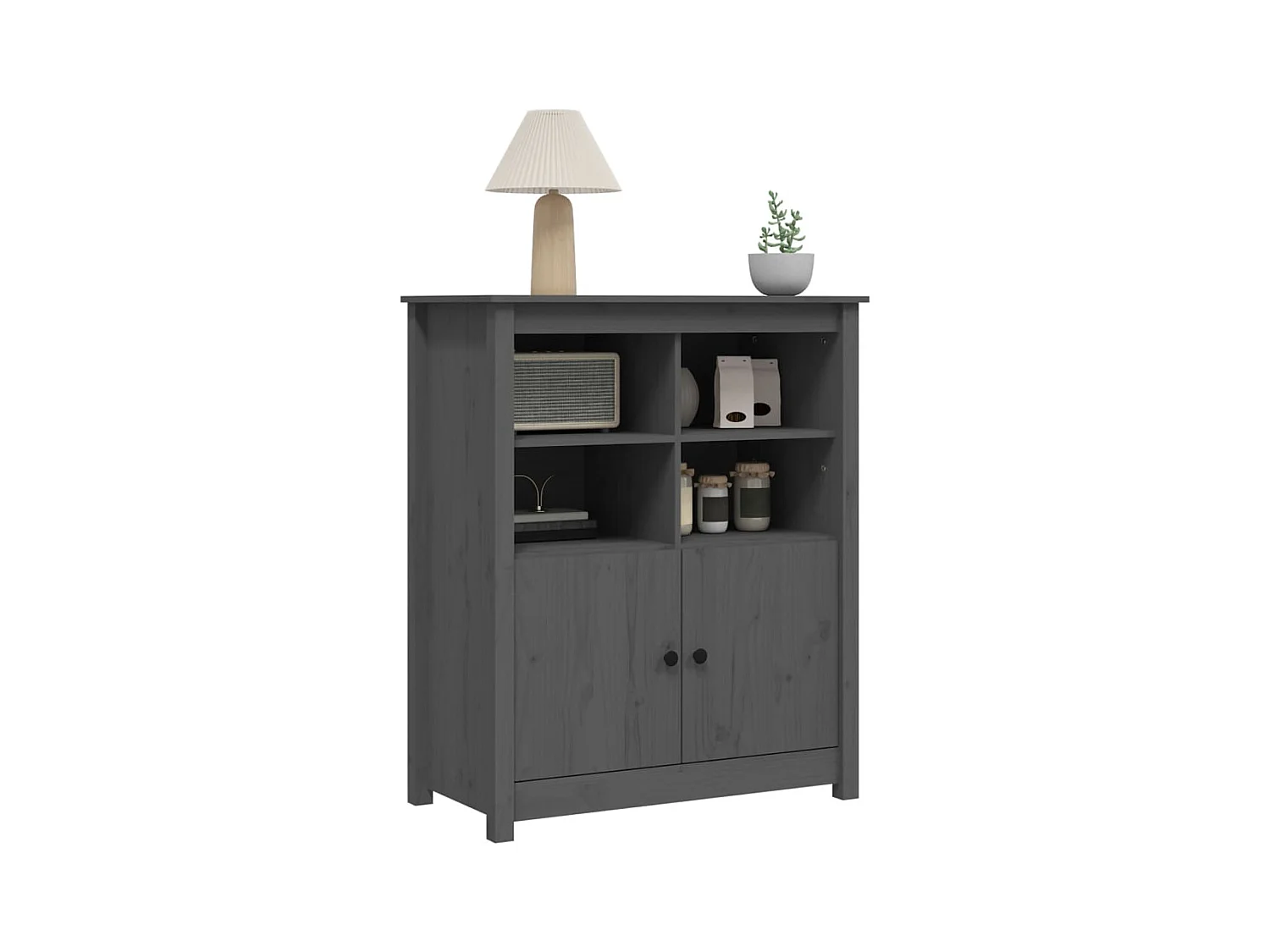 Grijs dressoir 83x41,5x100 cm massief grenenhout