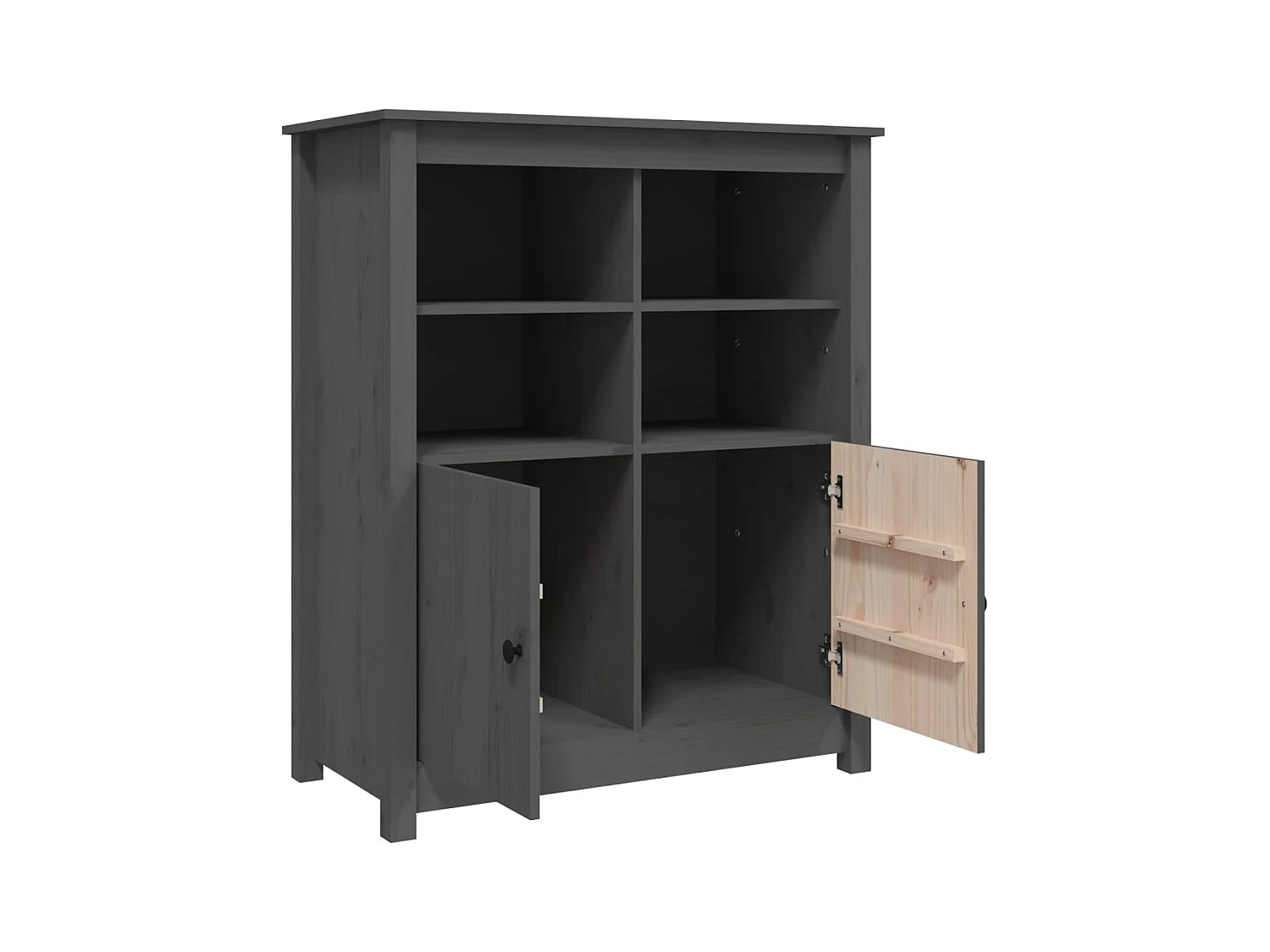 Grijs dressoir 83x41,5x100 cm massief grenenhout