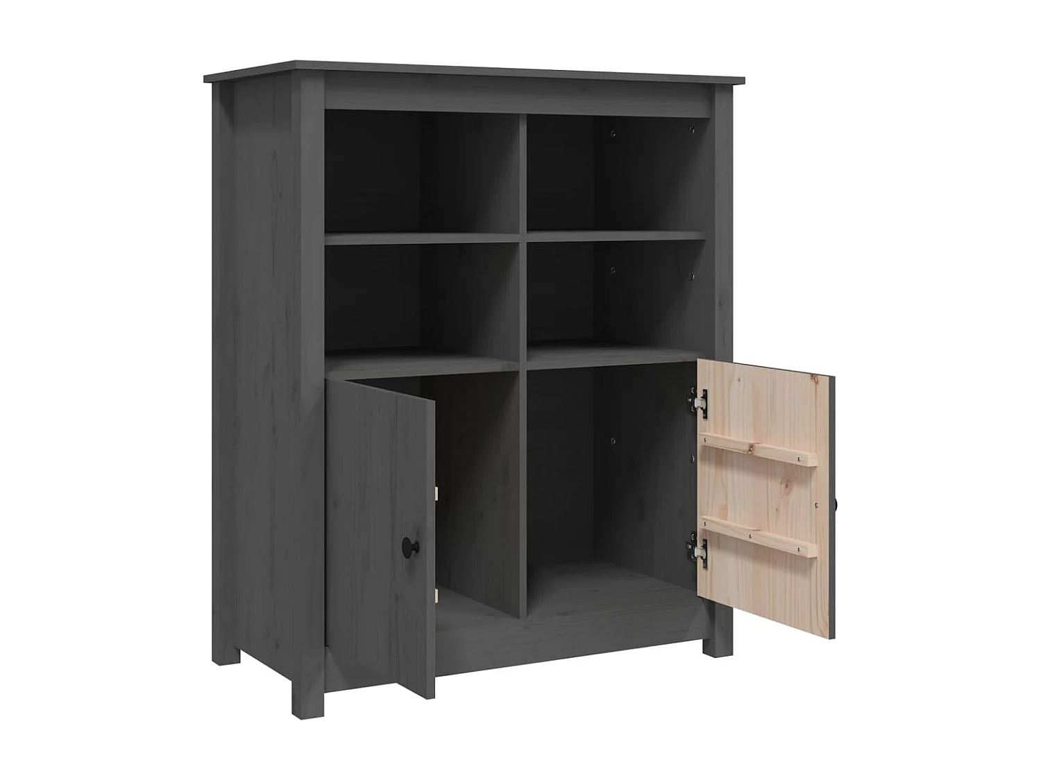 Credenza grigia 83x41,5x100 cm in legno massello di pino