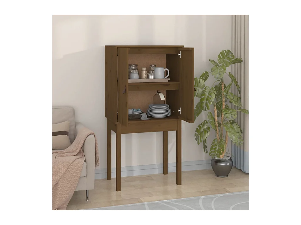 Hohes Sideboard Honigbraun 60x40x120 cm Massivholz Kiefer