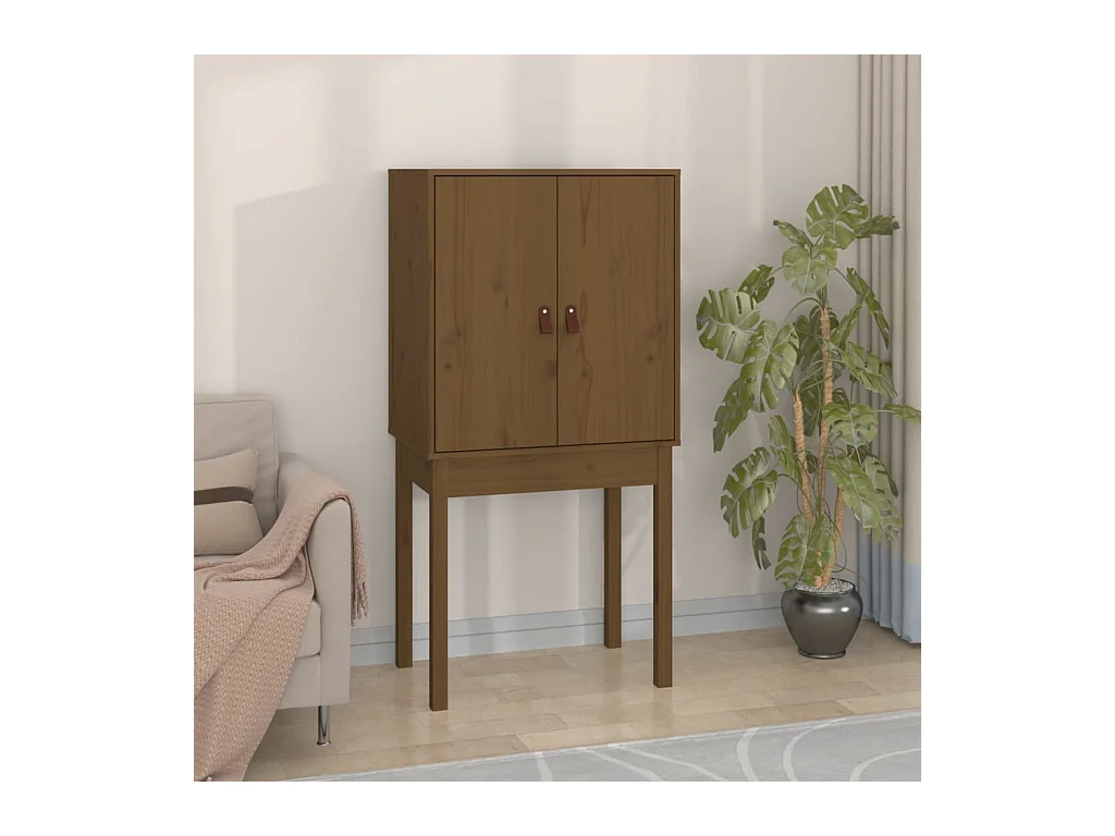 Hohes Sideboard Honigbraun 60x40x120 cm Massivholz Kiefer