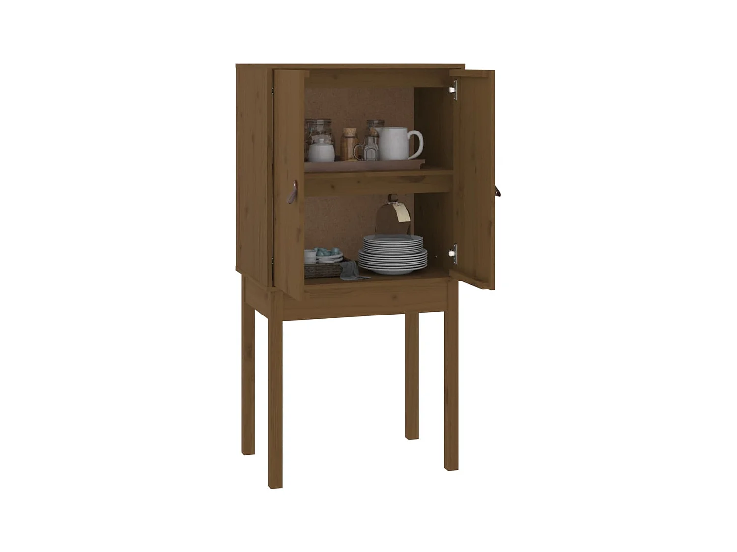 Hohes Sideboard Honigbraun 60x40x120 cm Massivholz Kiefer