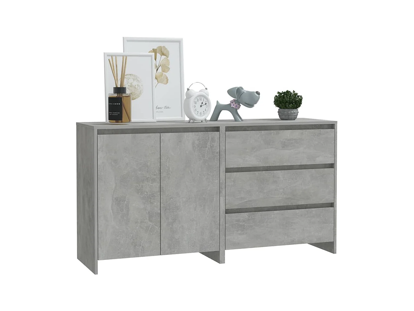 Buffets 2 pcs Gris béton Bois d'ingénierie