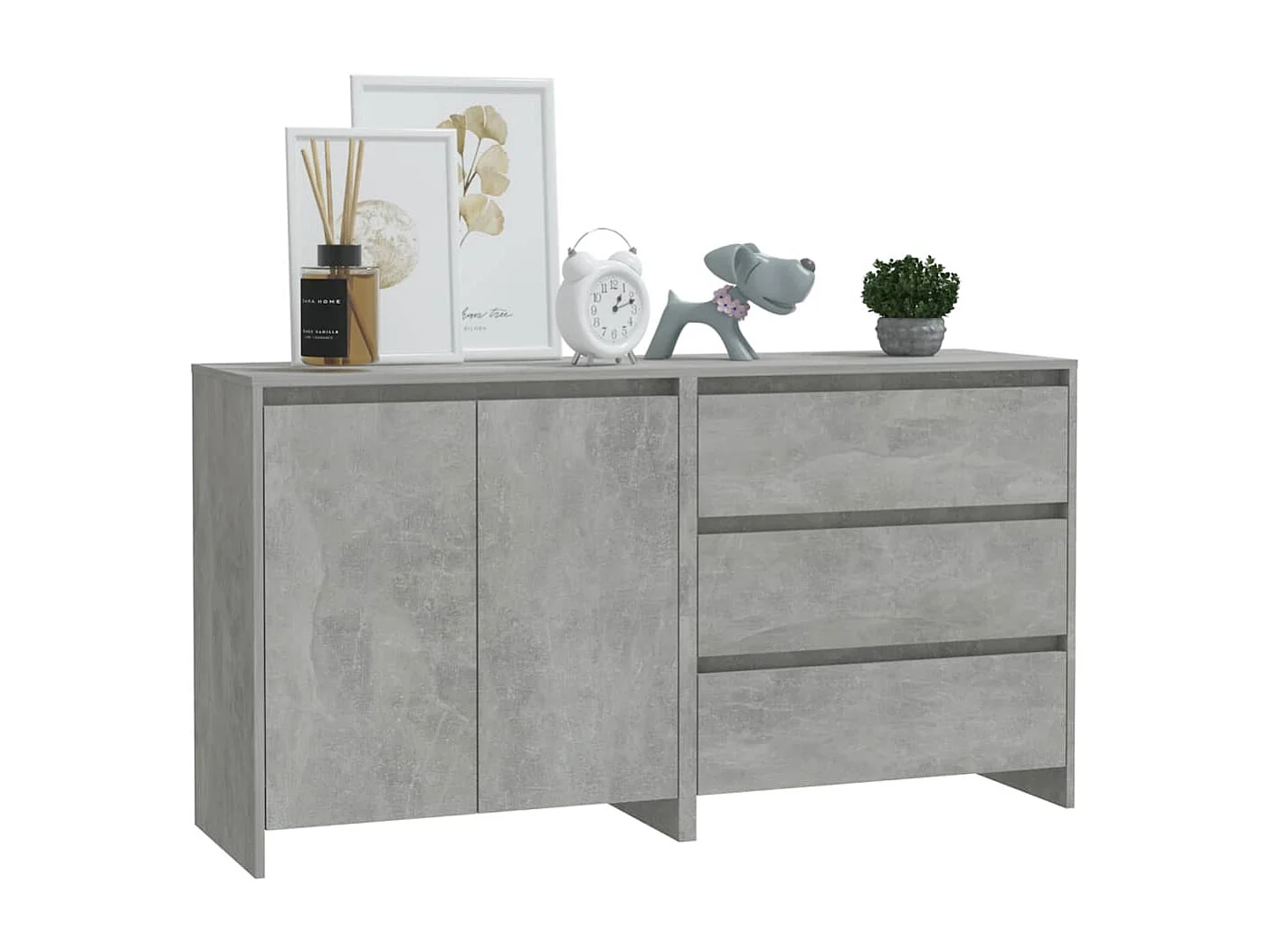 Buffets 2 pcs Gris béton Bois d'ingénierie