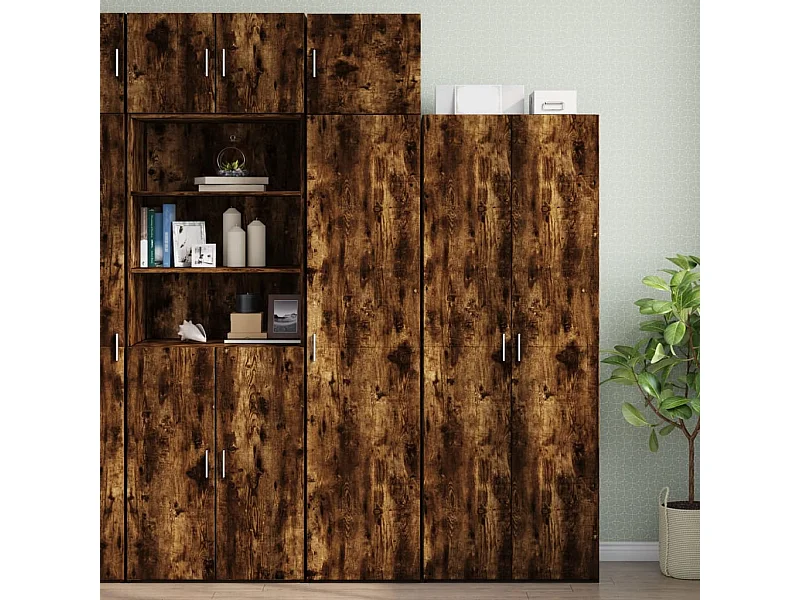 Armoire de rangement mince chêne fumé 45x42,5x225 cm