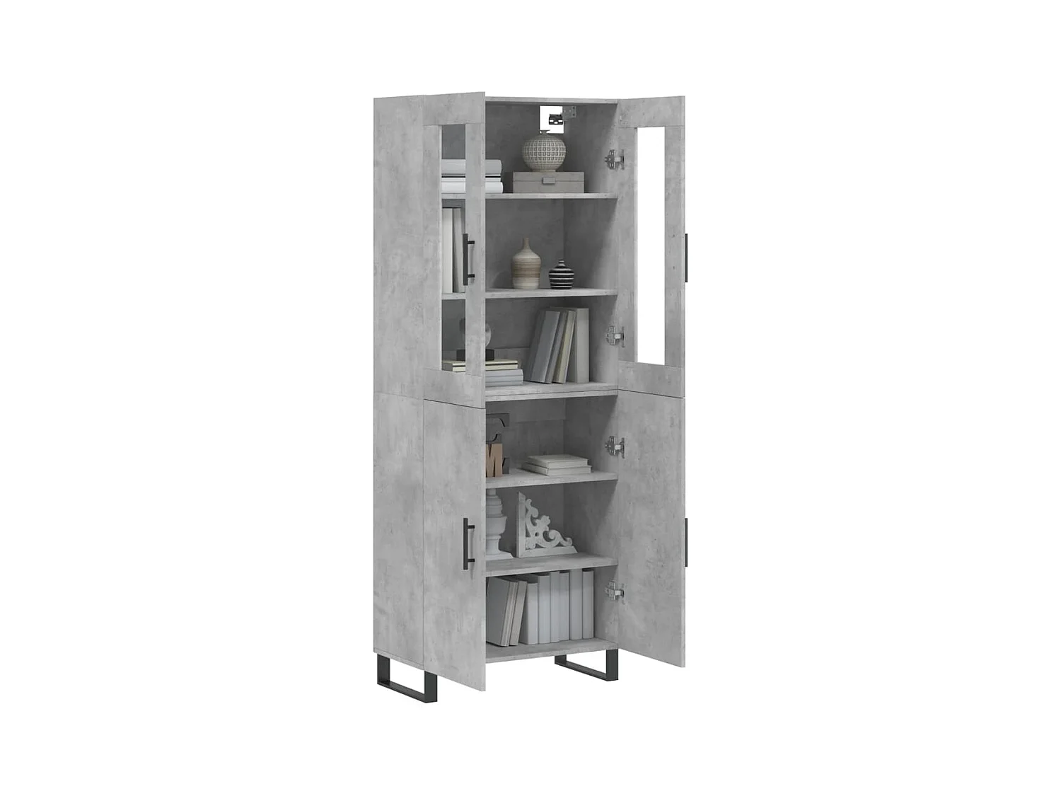 Hoge dressoir Betongrijs 69,5x34x180 cm Technisch hout