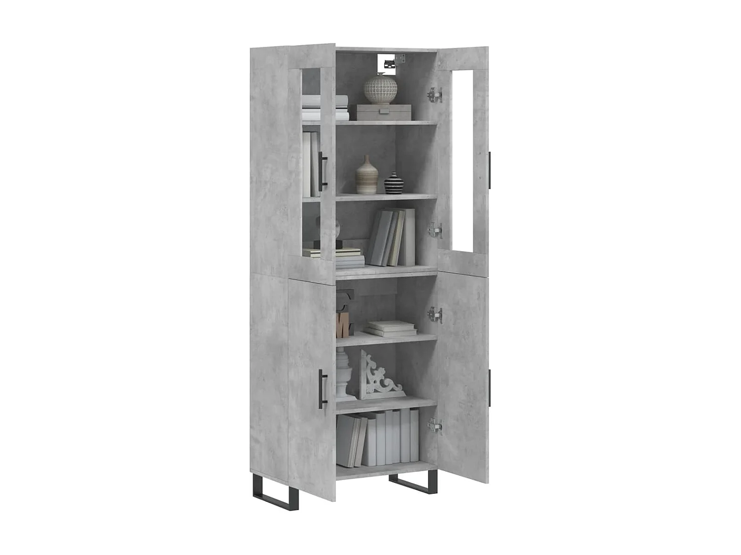 Buffet haut Gris béton 69,5x34x180 cm Bois d'ingénierie