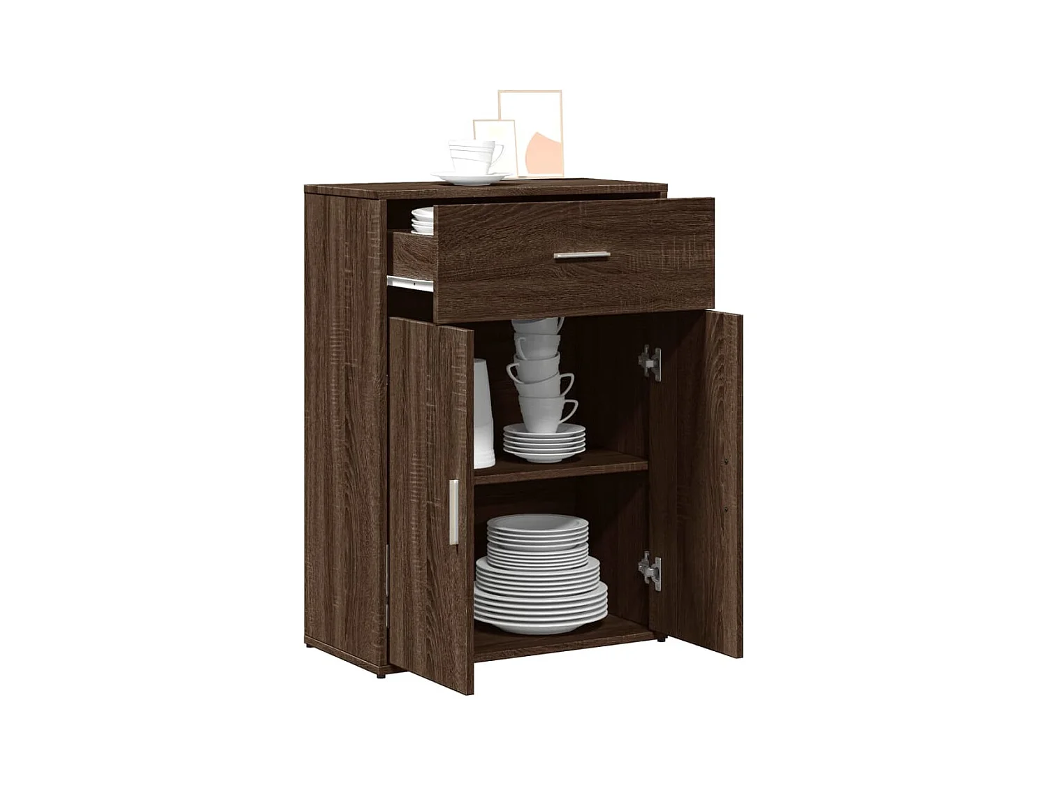 Buffet chêne marron 60x30x84 cm bois d'ingénierie