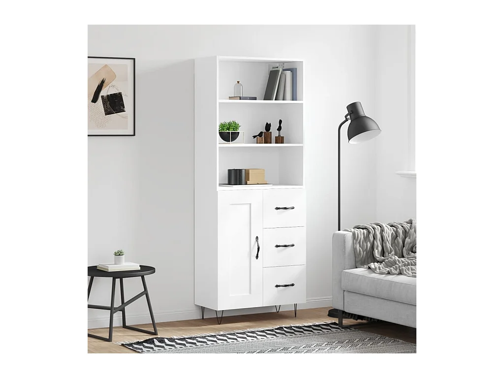 Wit hoog dressoir 69,5x34x180 cm Technisch hout