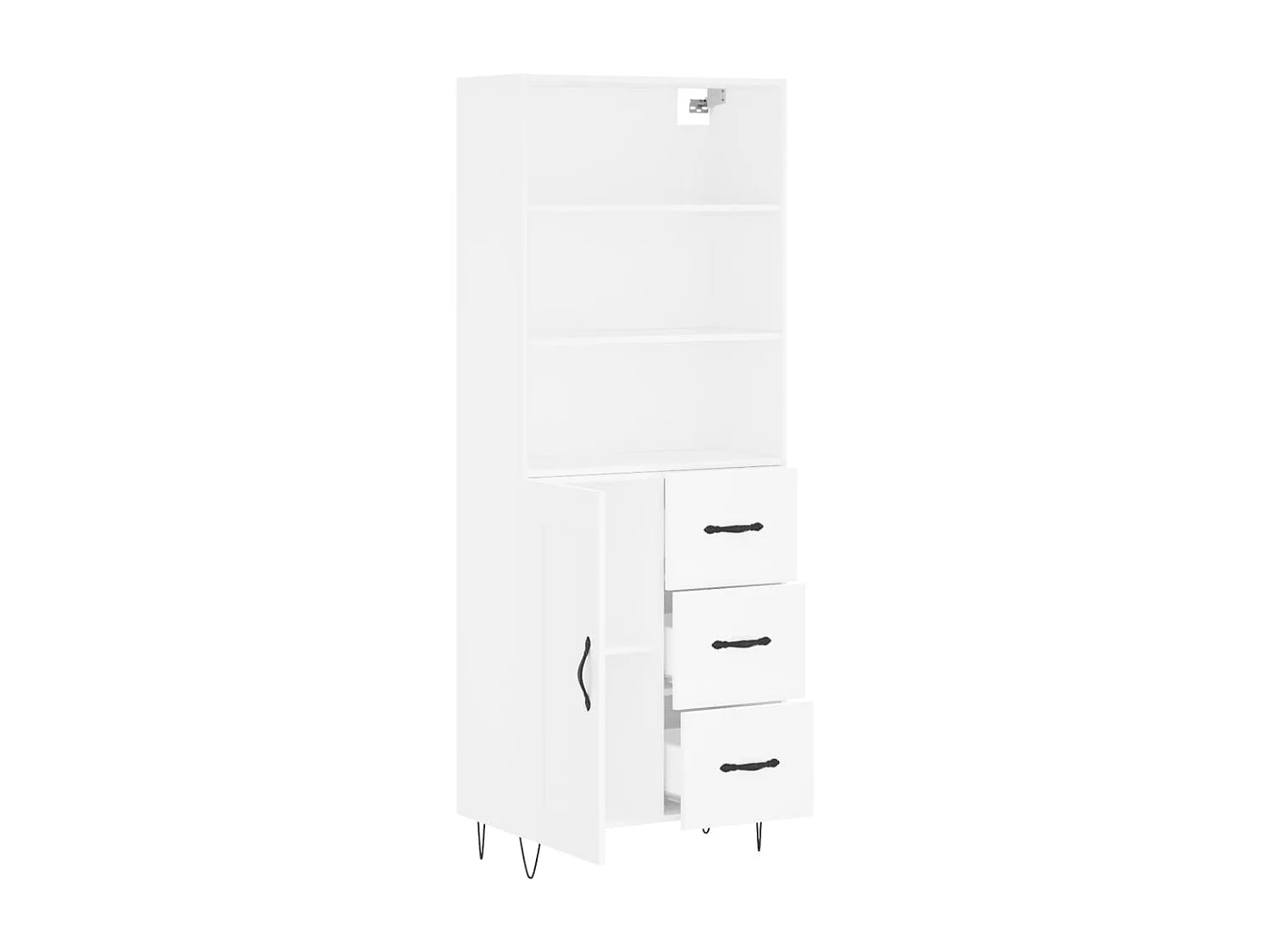 Buffet haut Blanc 69,5x34x180 cm Bois d'ingénierie