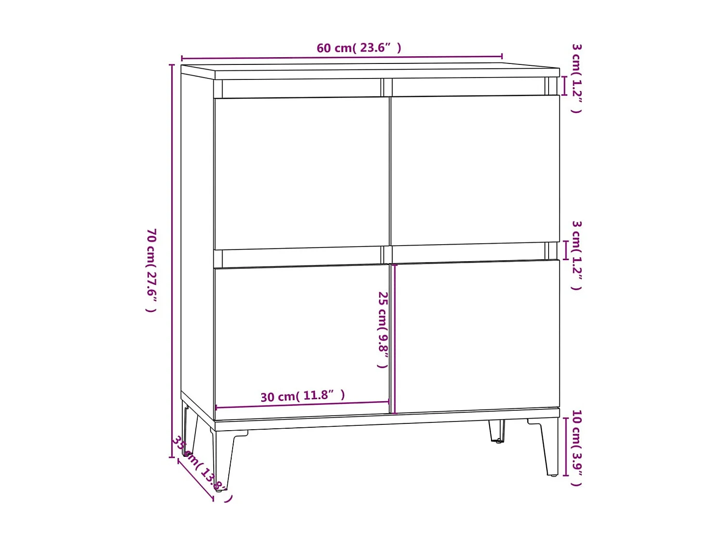 Buffet Gris béton 60x35x70 cm Bois d'ingénierie