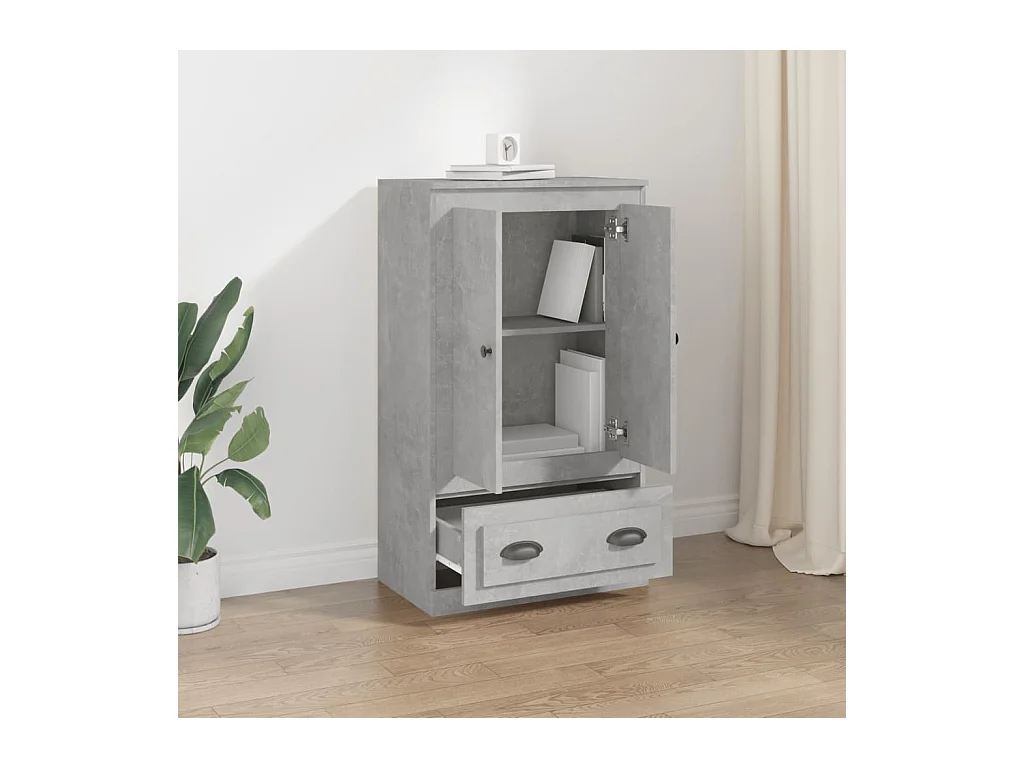 Betongrijs hoog dressoir 60x35,5x103,5 cm bewerkt hout