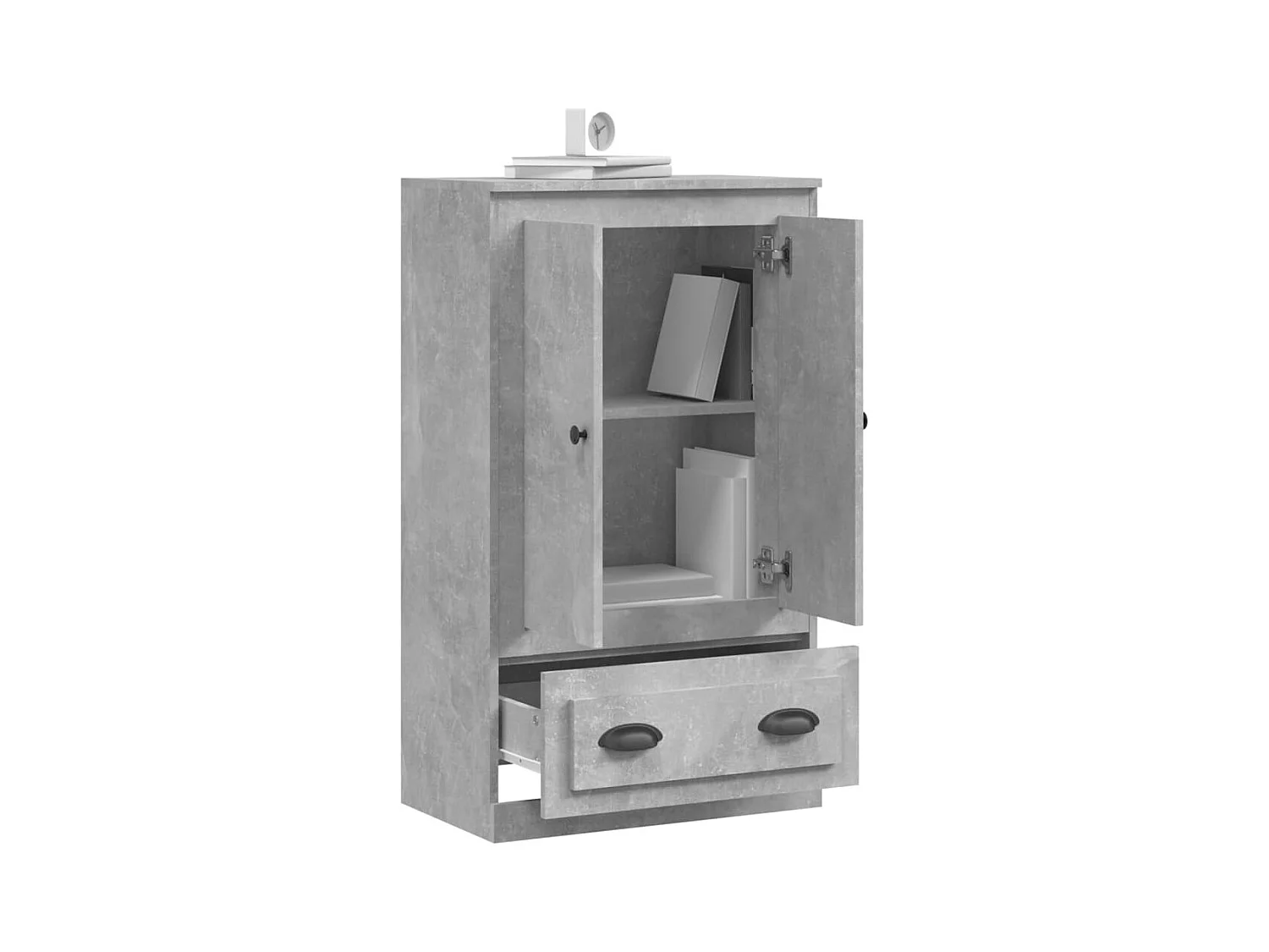 Betongrijs hoog dressoir 60x35,5x103,5 cm bewerkt hout