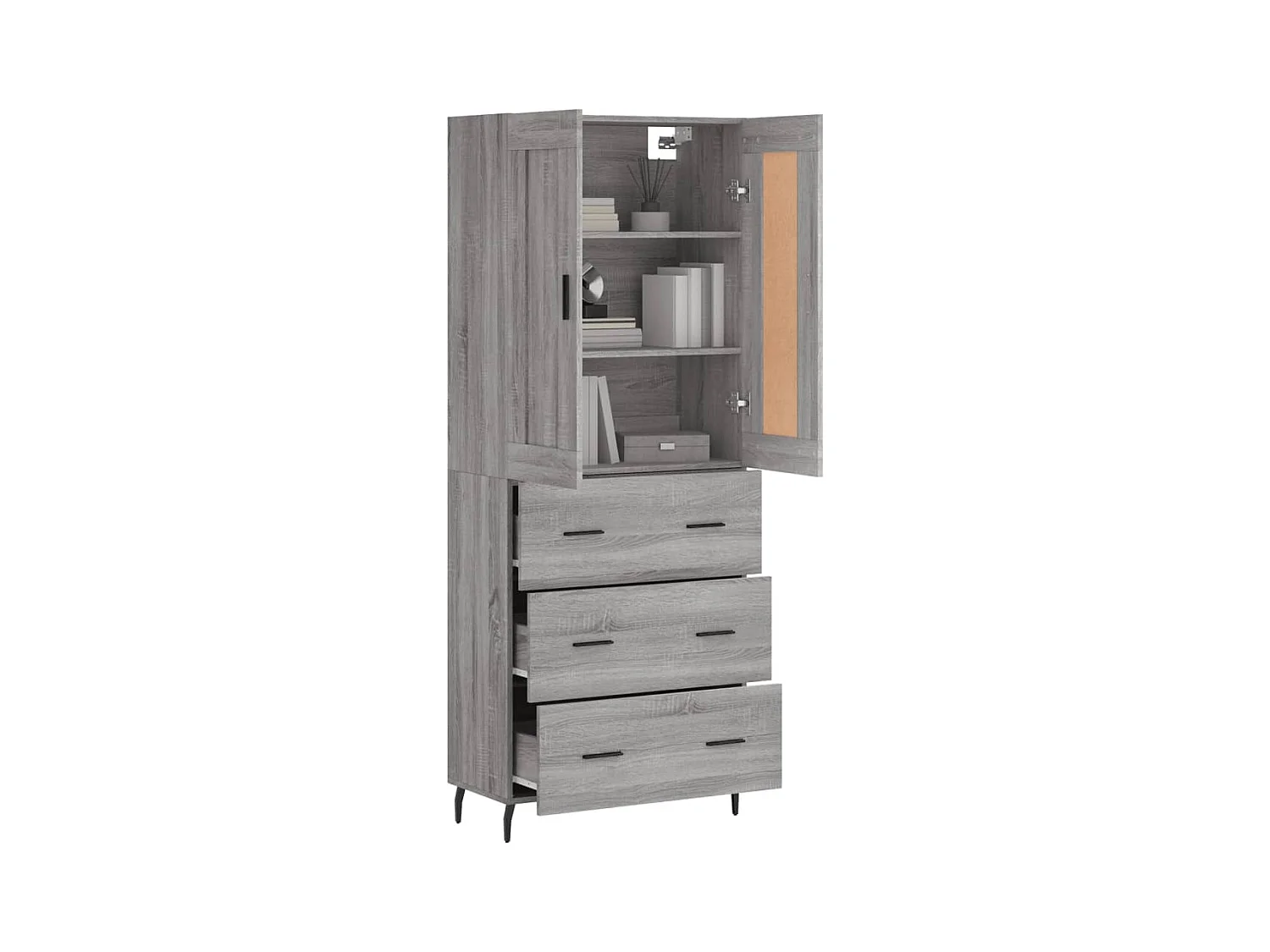 Sonoma hoog dressoir grijs 69,5x34x180 cm Technisch hout