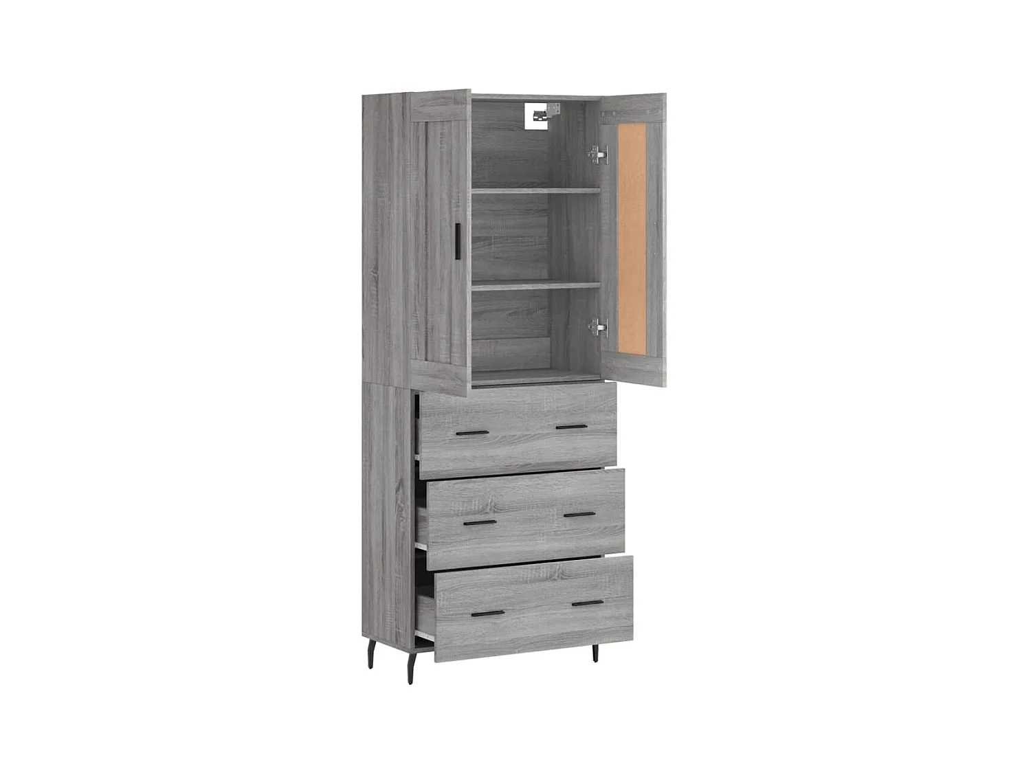 Sonoma hoog dressoir grijs 69,5x34x180 cm Technisch hout