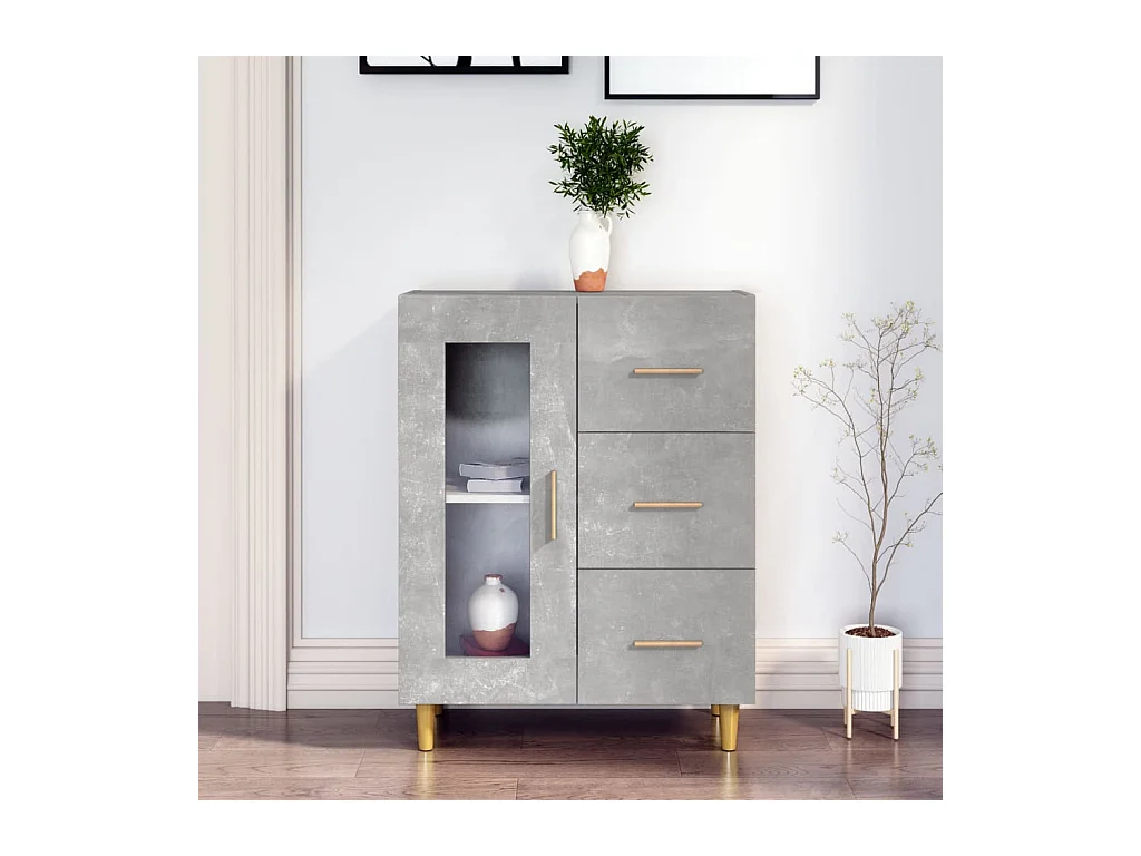 Betongrijs dressoir 69,5x34x90 cm bewerkt hout