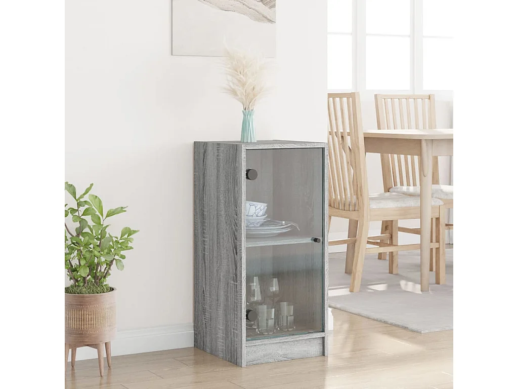Armoire latérale avec portes en verre sonoma gris 35x37x75,5 cm