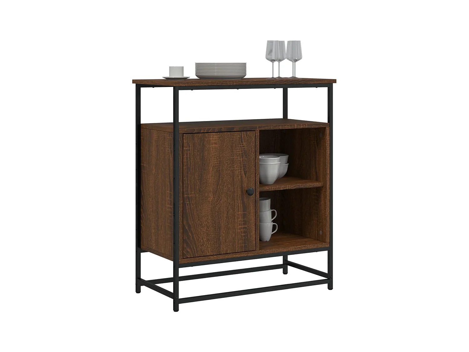 Buffet chêne marron 69x35x80 cm bois d'ingénierie