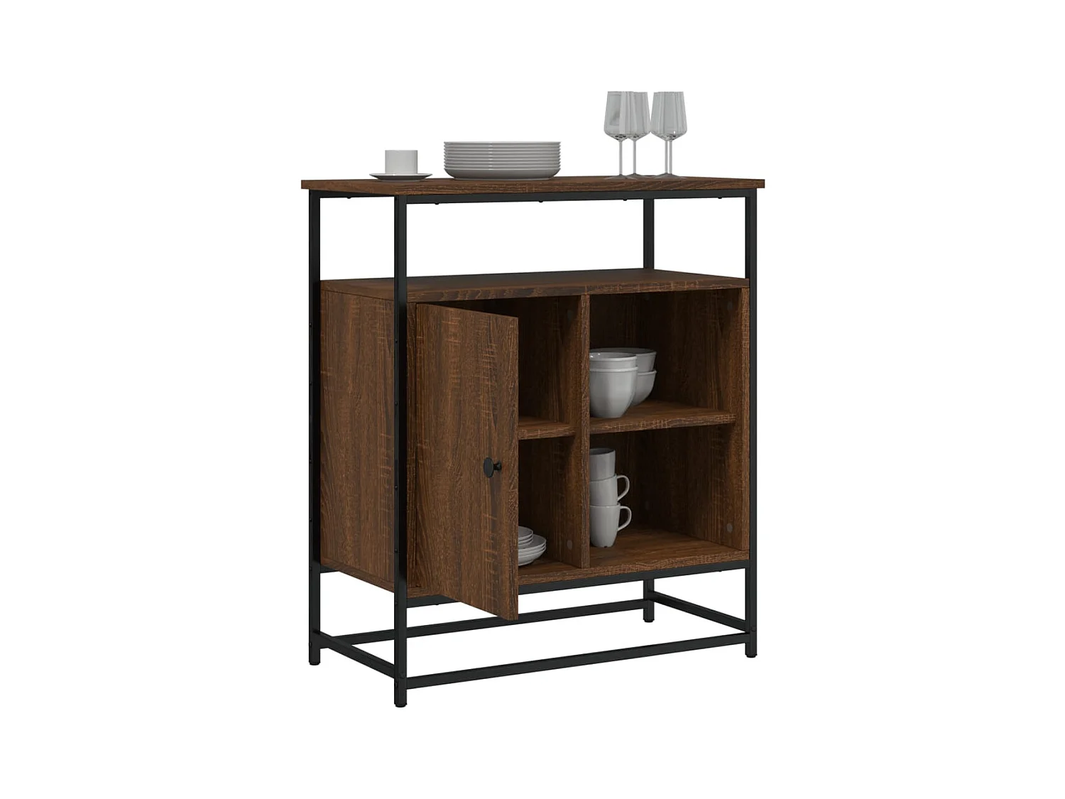 Buffet chêne marron 69x35x80 cm bois d'ingénierie