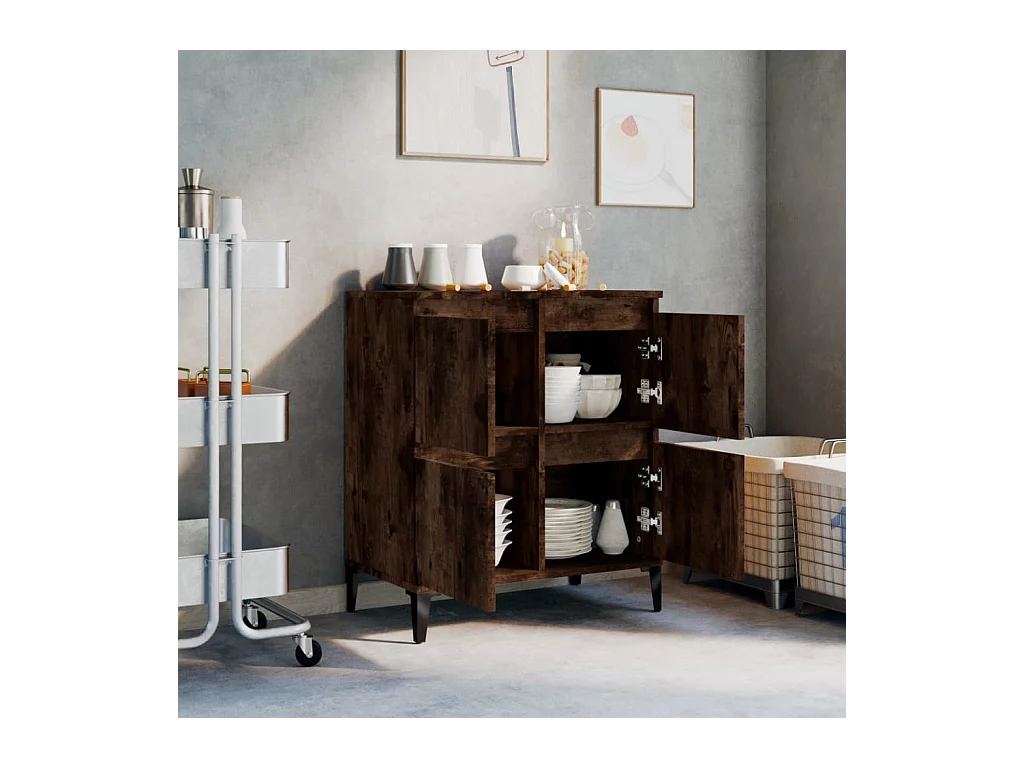 Credenza in rovere affumicato 60x35x70 cm in legno ingegnerizzato