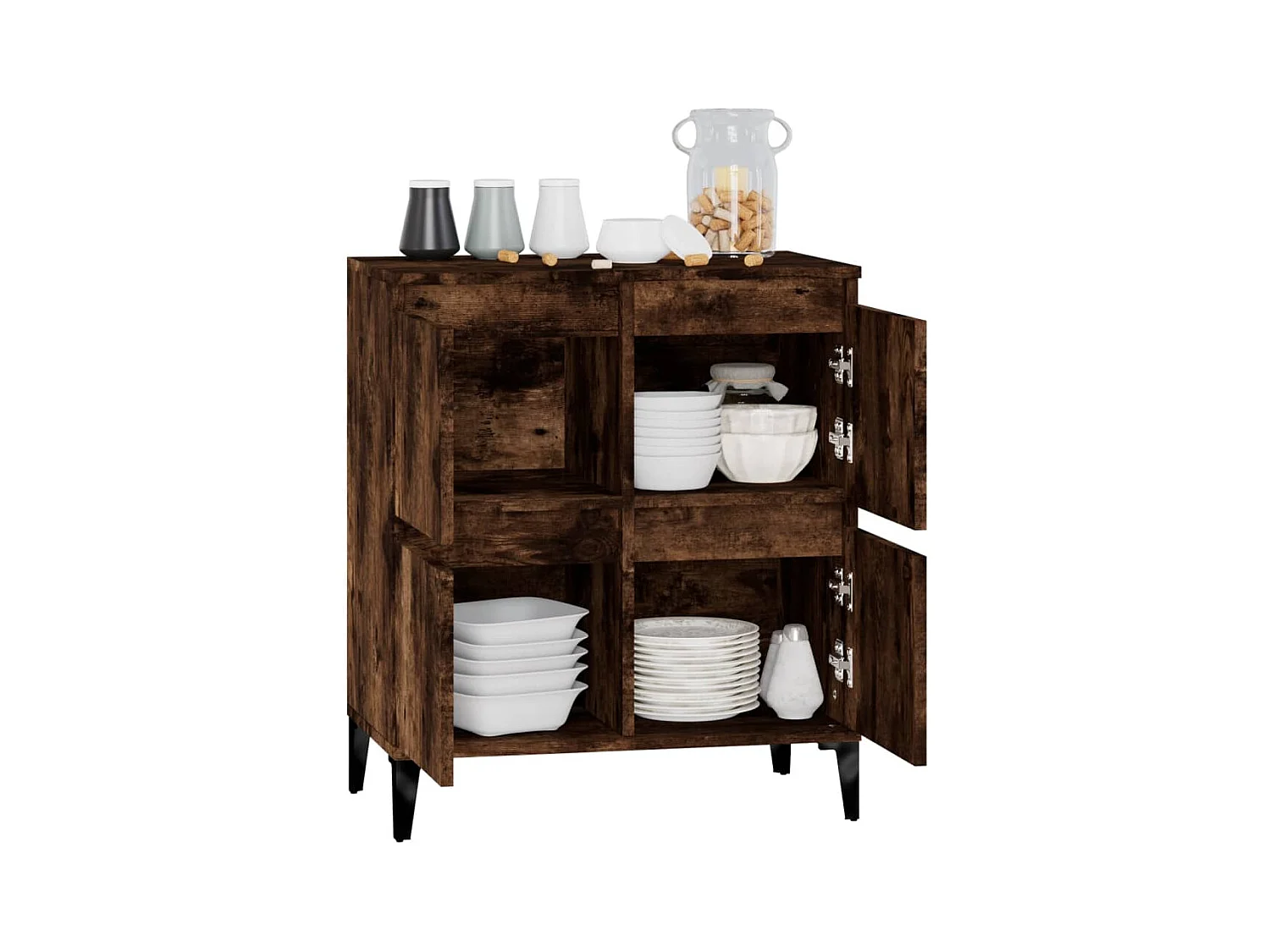 Credenza in rovere affumicato 60x35x70 cm in legno ingegnerizzato