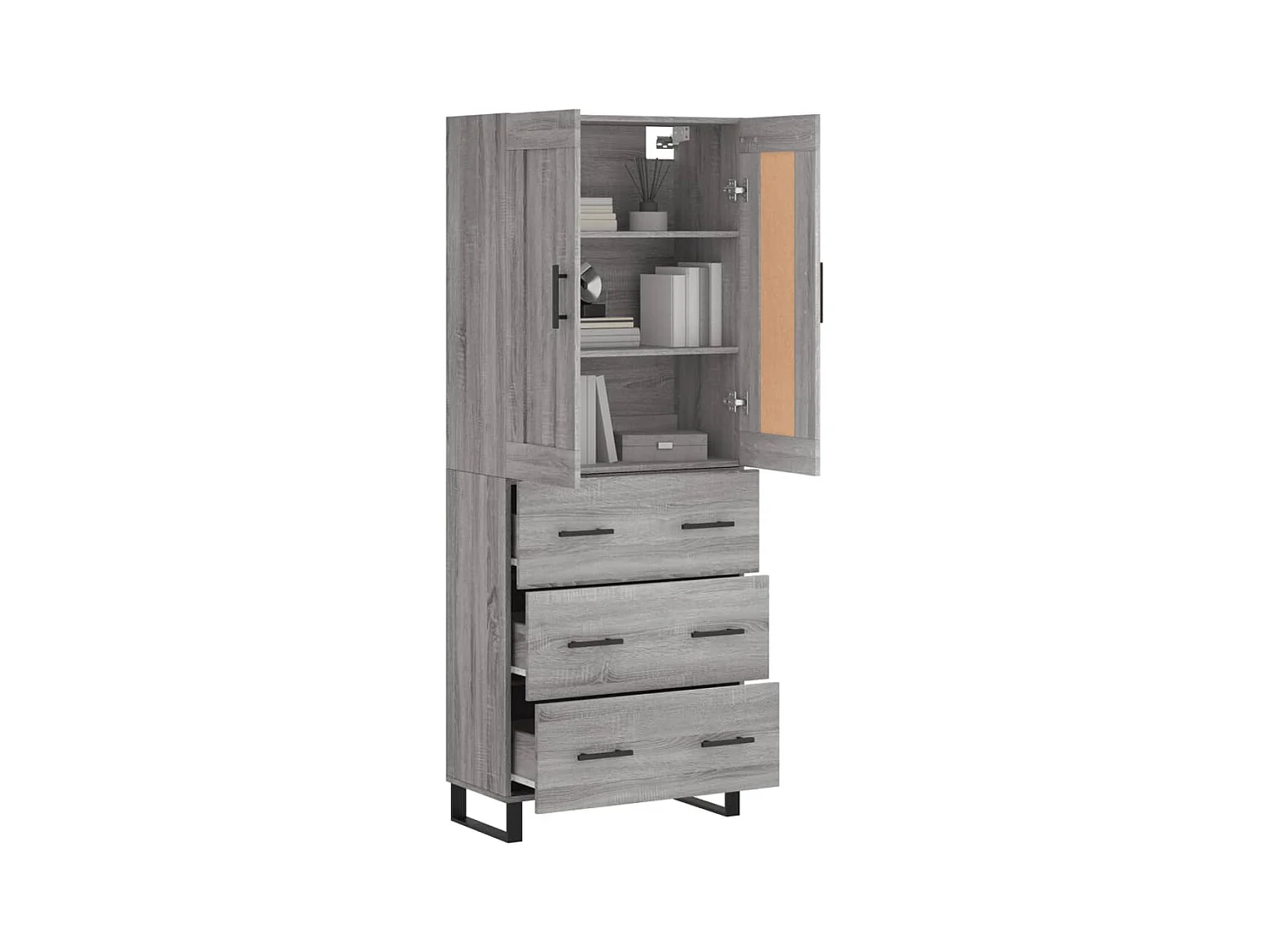 Buffet haut Sonoma gris 69,5x34x180 cm Bois d'ingénierie