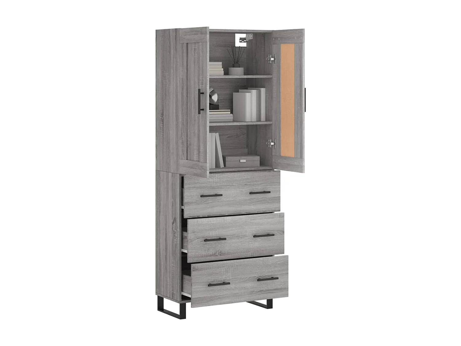 Sonoma hoog dressoir grijs 69,5x34x180 cm Technisch hout