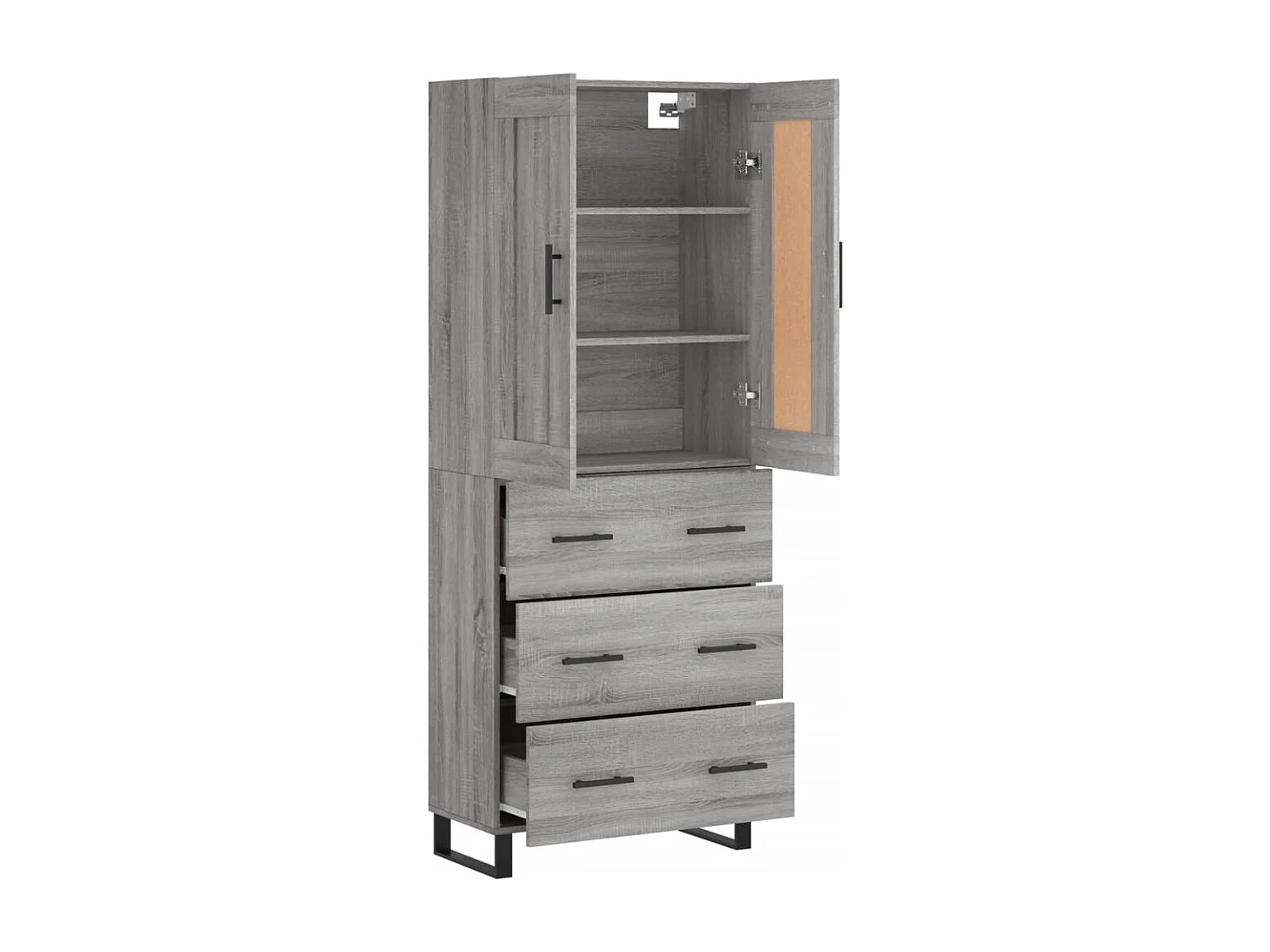 Sonoma hoog dressoir grijs 69,5x34x180 cm Technisch hout