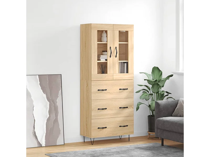 Hoog dressoir Sonoma eiken 69,5x34x180 cm Technisch hout