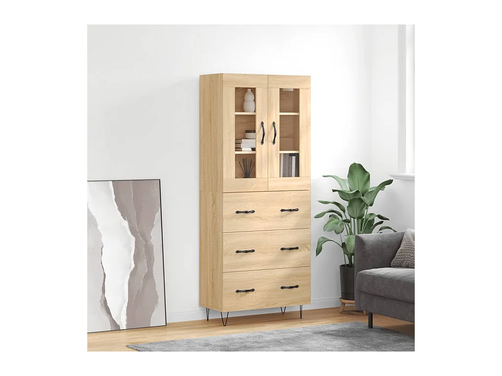 Buffet haut Chêne sonoma 69,5x34x180 cm Bois d'ingénierie