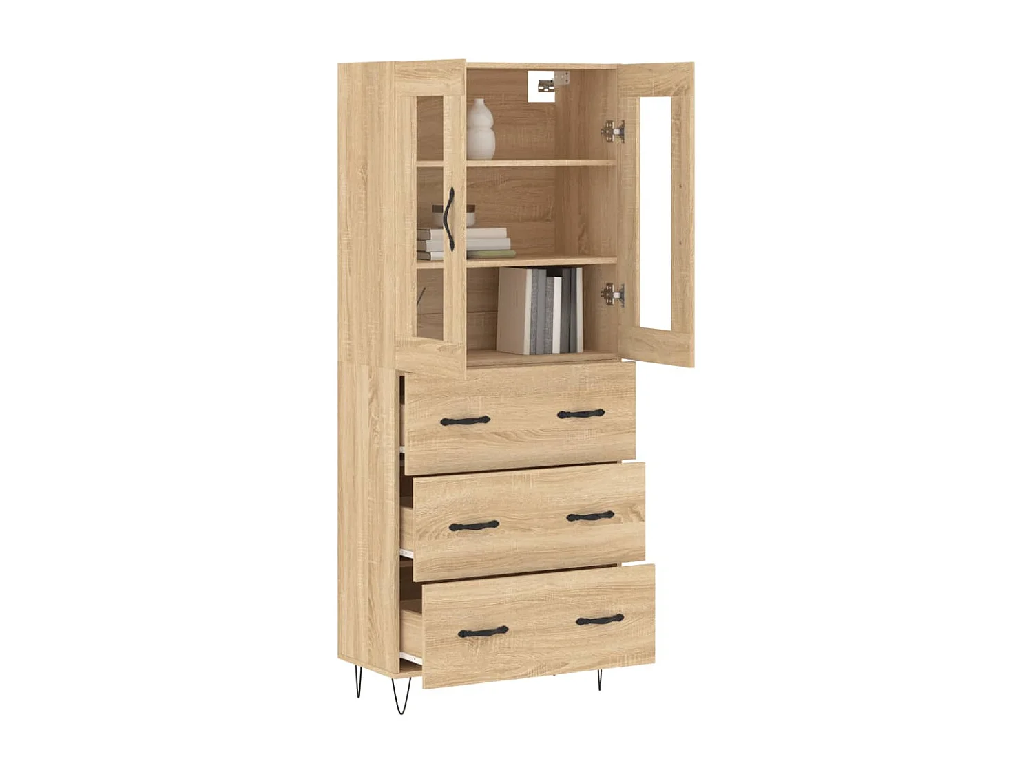 Hoog dressoir Sonoma eiken 69,5x34x180 cm Technisch hout