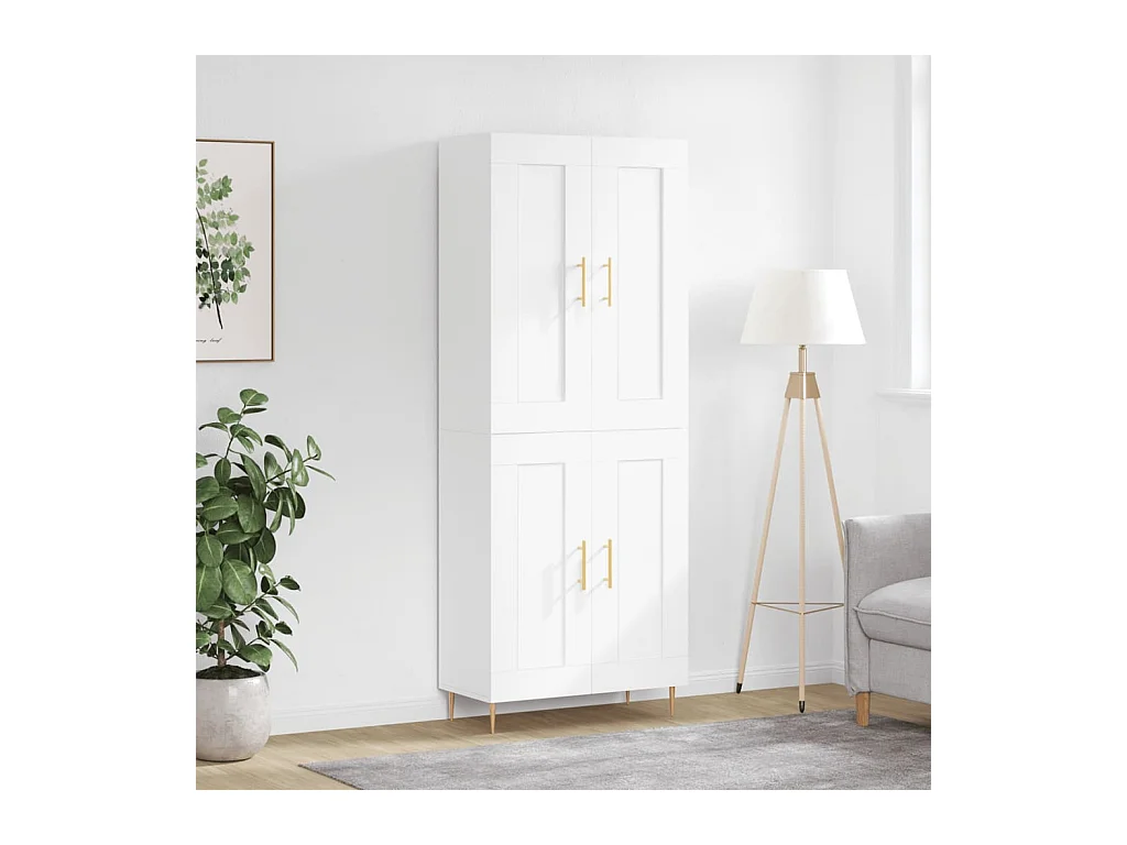 Wit hoog dressoir 69,5x34x180 cm Technisch hout