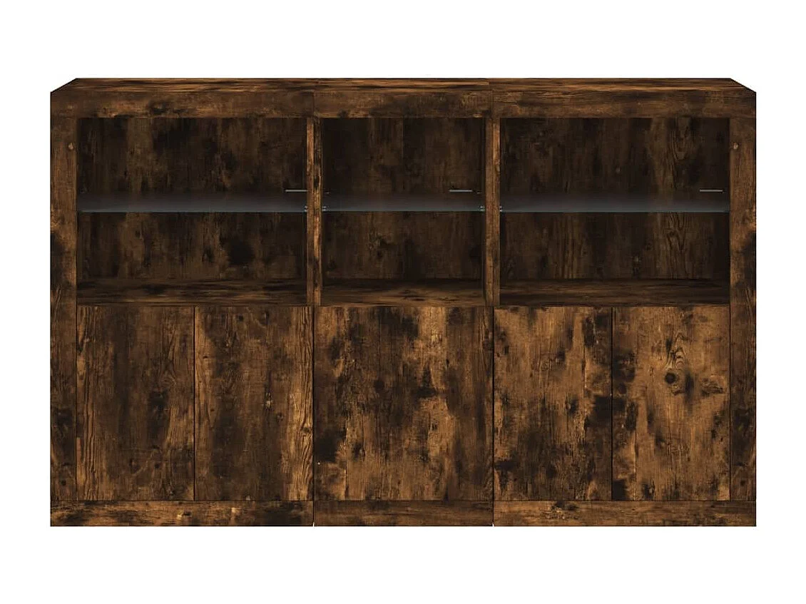 Sideboard mit LED-Beleuchtung Räuchereiche 162x37x100 cm