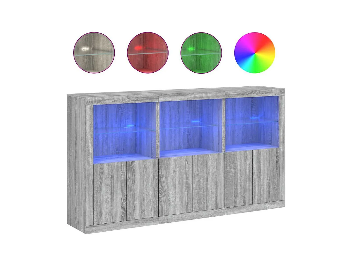Dressoir met LED-verlichting Sonoma grijs 181,5x37x100 cm