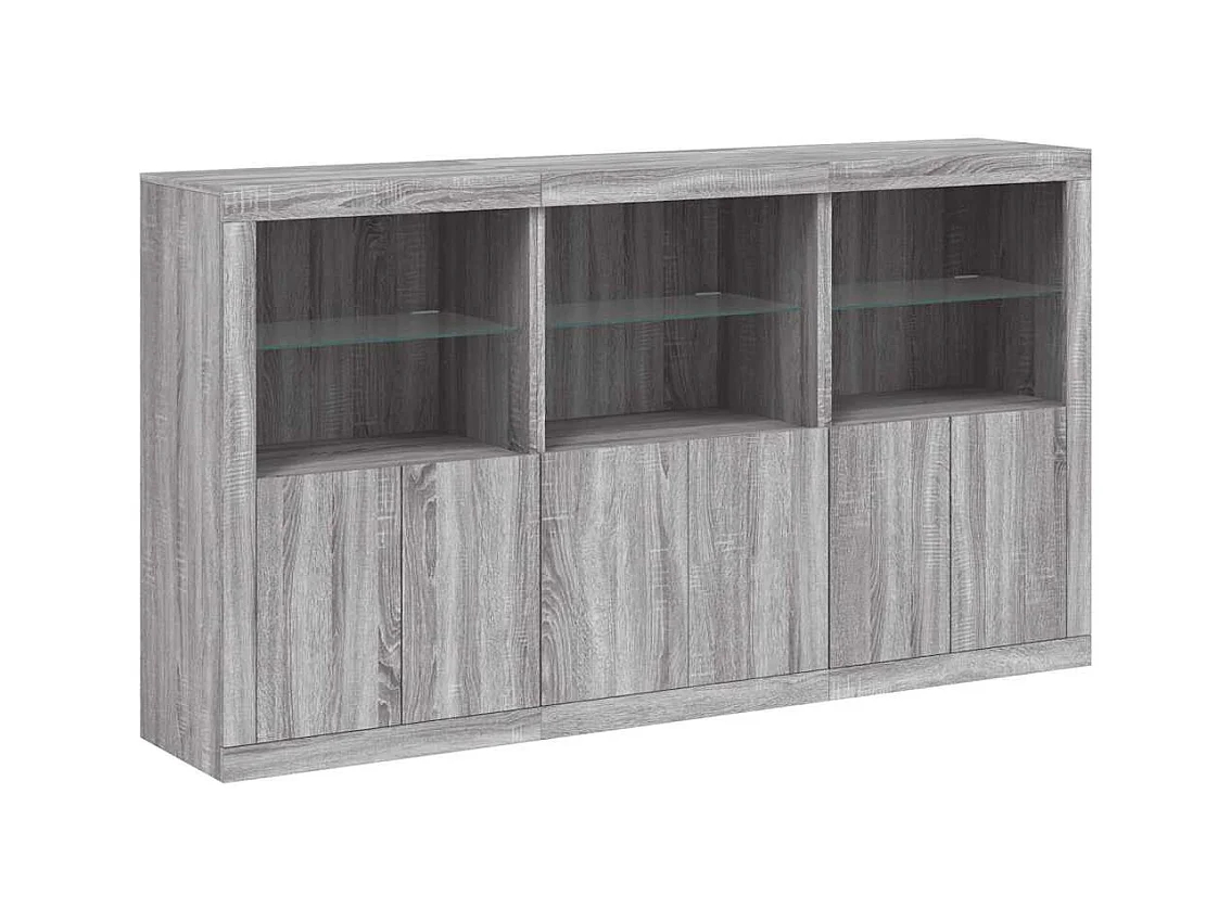 Dressoir met LED-verlichting Sonoma grijs 181,5x37x100 cm
