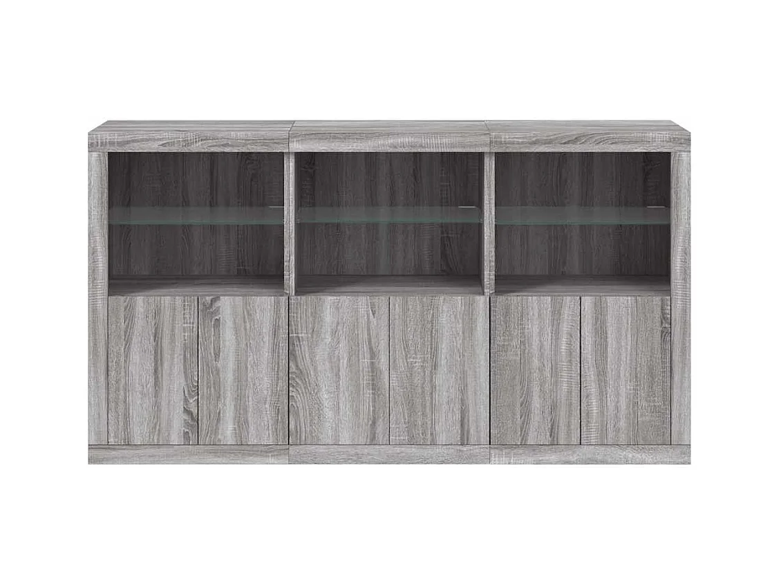 Dressoir met LED-verlichting Sonoma grijs 181,5x37x100 cm