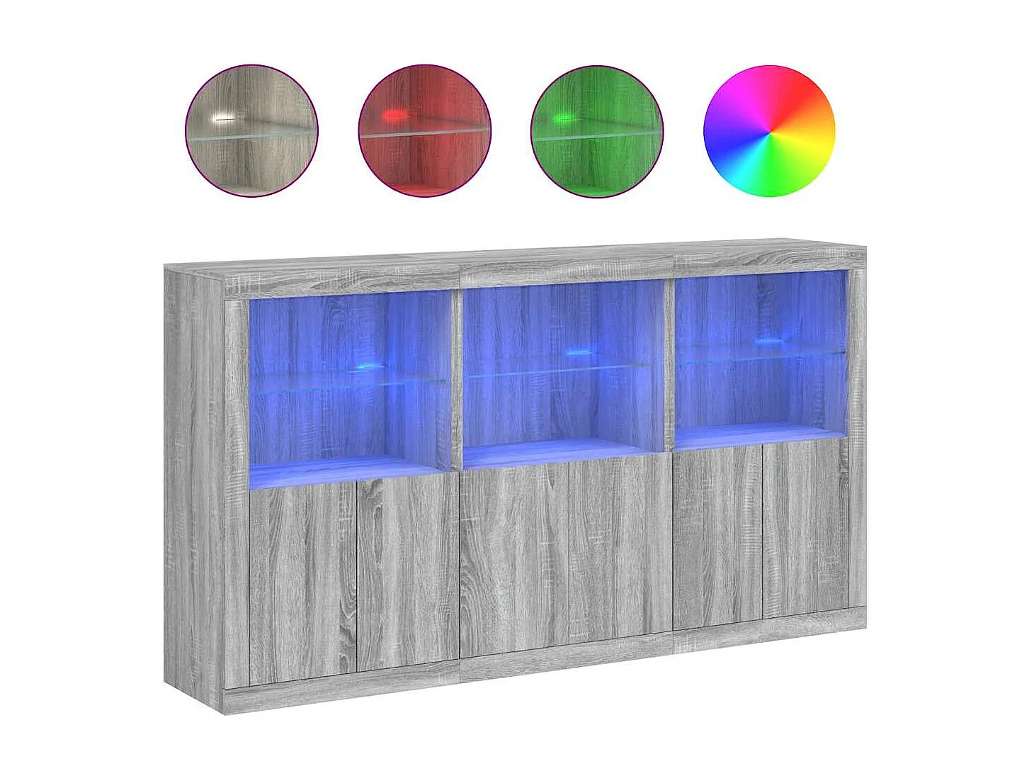 Buffet avec lumières LED sonoma gris 181,5x37x100 cm