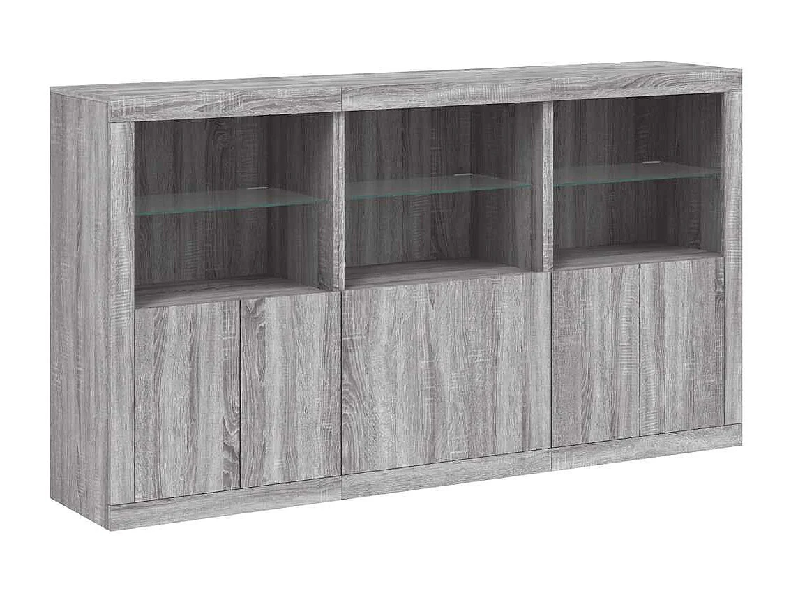 Buffet avec lumières LED sonoma gris 181,5x37x100 cm