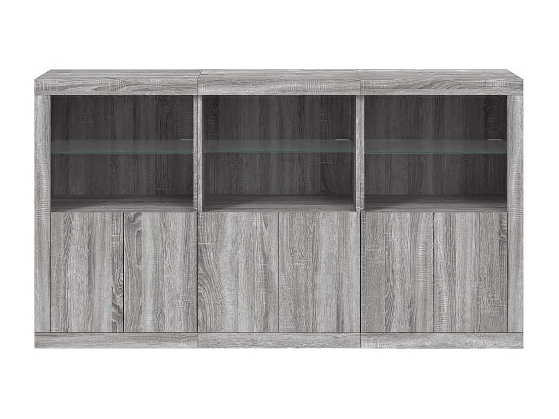 Buffet avec lumières LED sonoma gris 181,5x37x100 cm