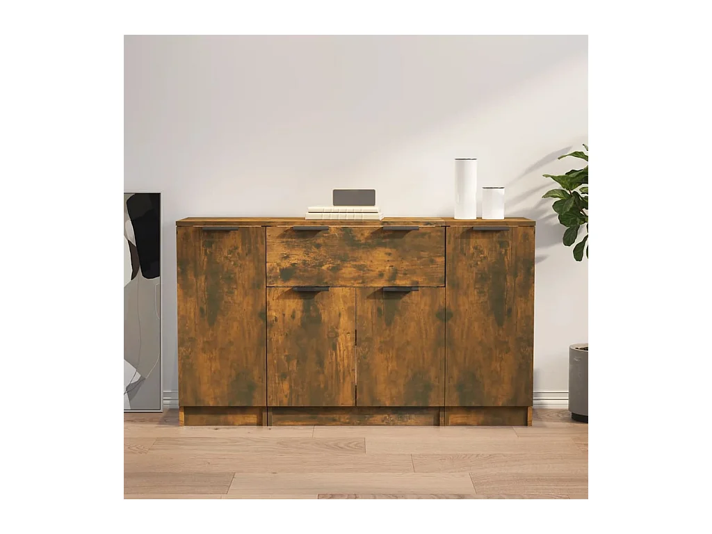 3-teilige Sideboards Räuchereiche Holzwerkstoff