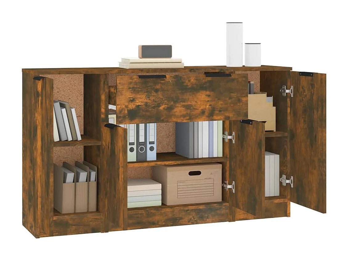 Buffets 3 pcs Chêne fumé Bois d'ingénierie